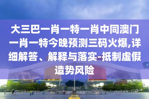 大三巴一肖一特一肖中同澳門一肖一特今晚預(yù)測三碼火爆,詳細解答、解釋與落實-抵制虛假造勢風(fēng)險